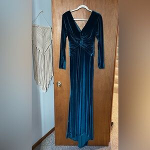 Teal Crushed Velvet Formal Dress Sz S